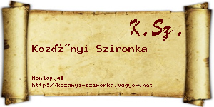 Kozányi Szironka névjegykártya