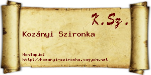 Kozányi Szironka névjegykártya